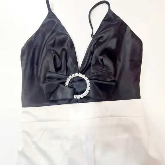 NBD Quenby Jumpsuit in Black & Ivory XS